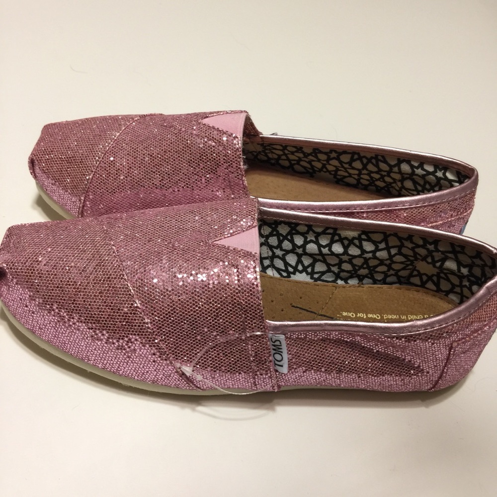 Ladies Pink Glitter Toms Sz 9W